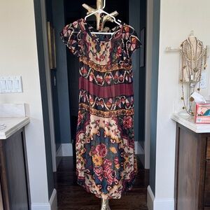 Anthropologie Multicolor Floral Midi Dress